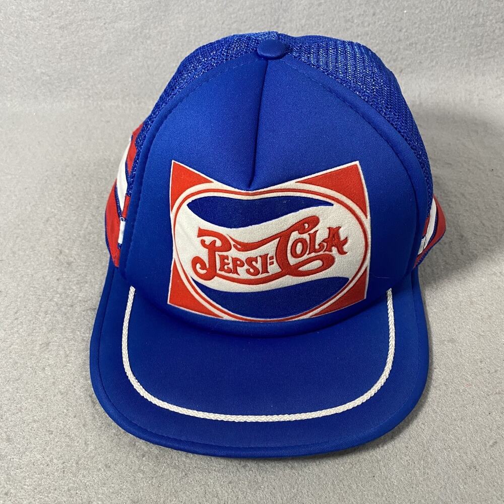 Vintage Pepsi Cola 3 Stripe Trucker Mesh Snapback Hat Cap Adjustable